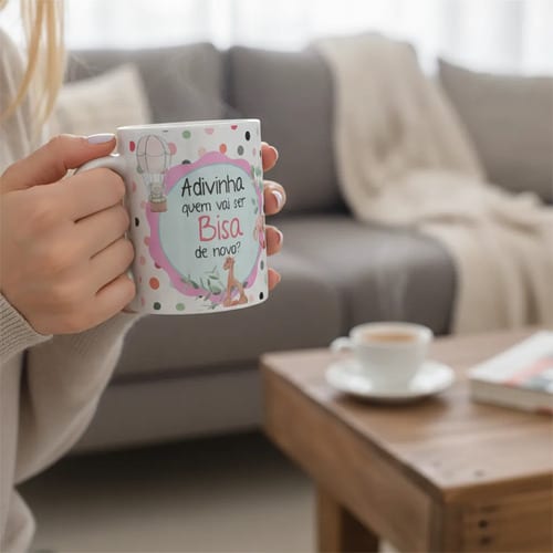 Caneca Especial Surpresa Revelar Nova Gravidez Família Bisa