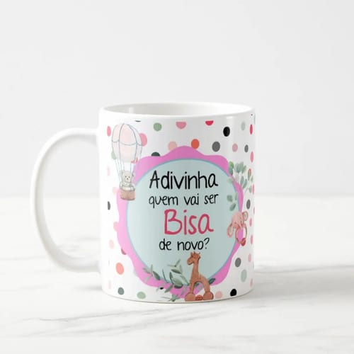 Caneca Especial Surpresa Revelar Nova Gravidez Família Bisa