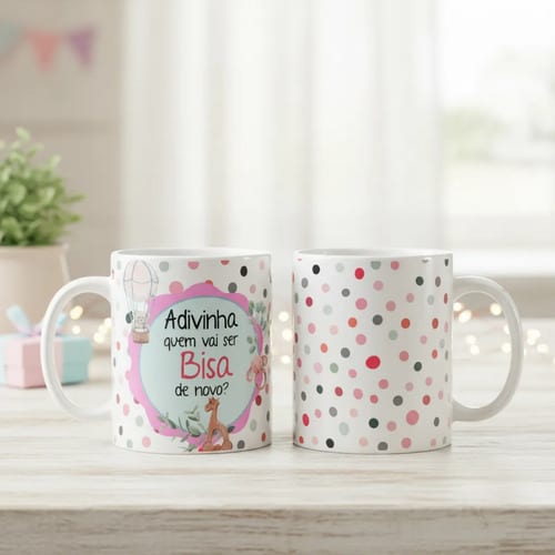 Caneca Especial Surpresa Revelar Nova Gravidez Família Bisa - Anúncio de Gravidez (Avós)