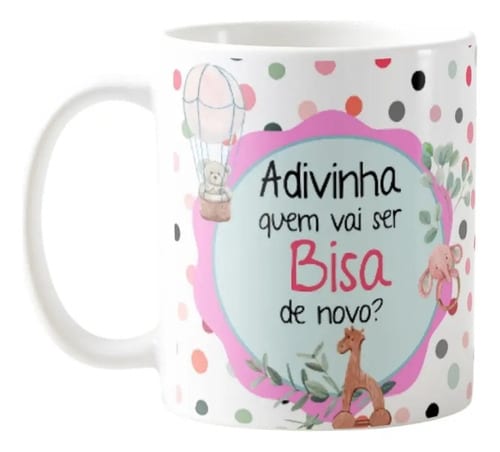 Caneca Especial Surpresa Revelar Nova Gravidez Família Bisa - Anúncio de Gravidez (Avós)