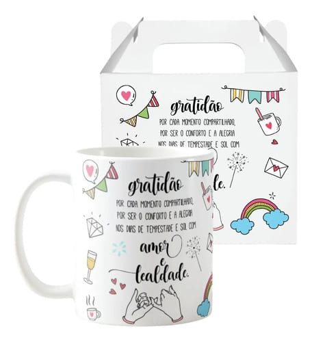 Caneca Cerâmica Gratidão Presente Criativo Especial Amizade
