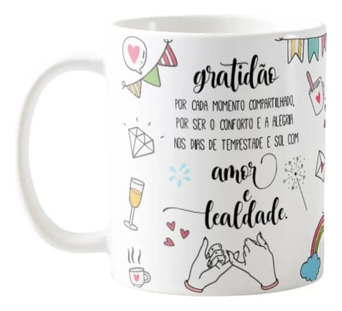 Caneca Cerâmica Gratidão Presente Criativo Especial Amizade