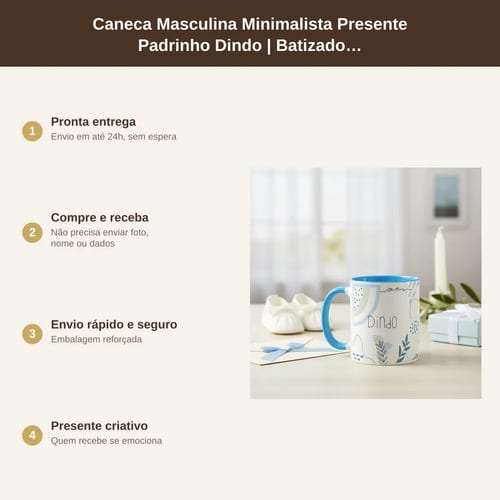Caneca Masculina Minimalista Presente Padrinho Dindo