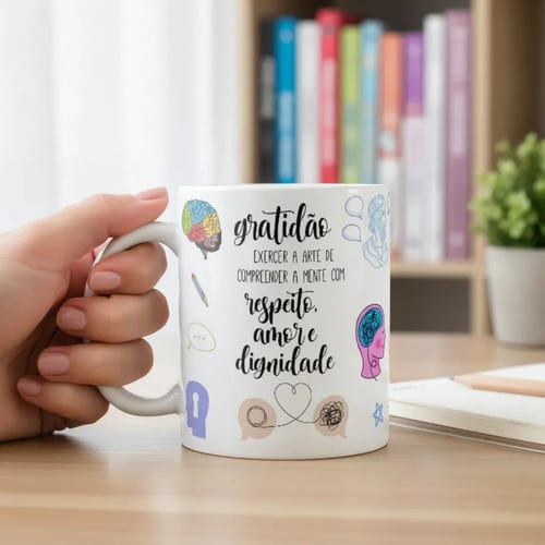 Caneca Profissão Psicólogo Presente Terapia Pronta Entrega