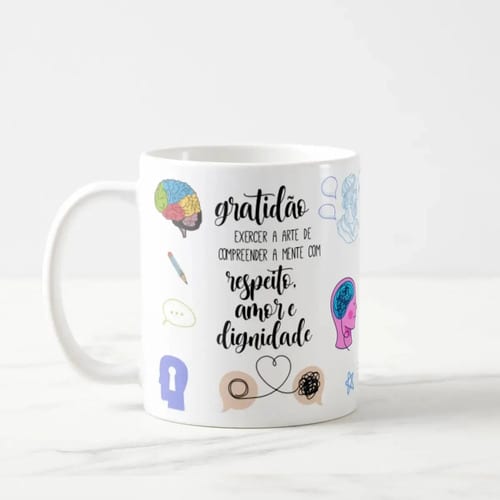 Caneca Profissão Psicólogo Presente Terapia Pronta Entrega