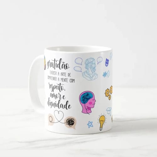 Caneca Profissão Psicólogo Presente Terapia Pronta Entrega