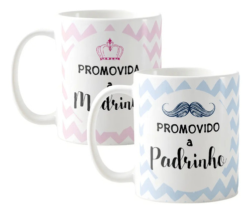 Kit Batismo Canecas Convite Batizado Padrinho e Madrinha - Batizado (Padrinho e Madrinha)