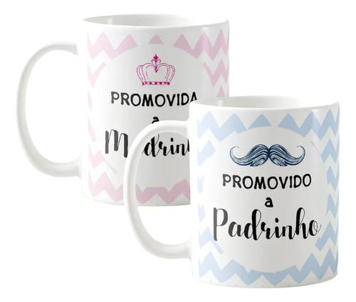 Kit Batismo Canecas Convite Batizado Padrinho e Madrinha - Batizado (Padrinho e Madrinha)