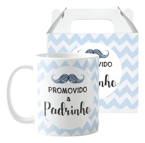 Kit Batismo Canecas Convite Batizado Padrinho e Madrinha