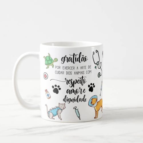 Caneca Personalizada Presente Medicina para Veterinária Pet