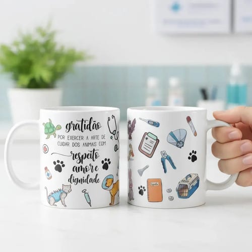 Caneca Personalizada Presente Medicina para Veterinária Pet - Profissões (Veterinário(a))