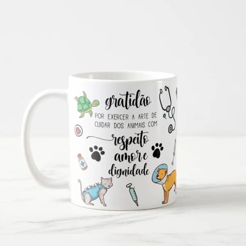 Caneca Personalizada Presente Medicina para Veterinária Pet