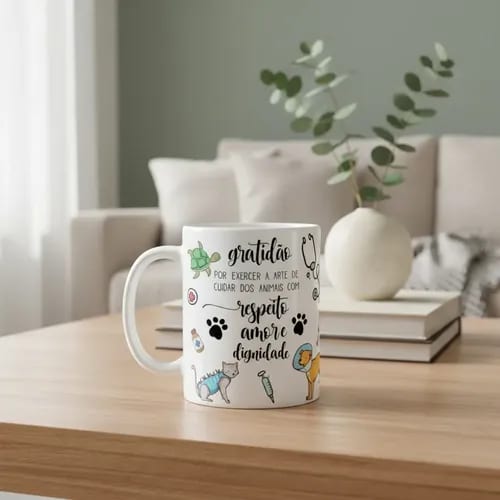 Caneca Personalizada Presente Medicina para Veterinária Pet - Profissões (Veterinário(a))