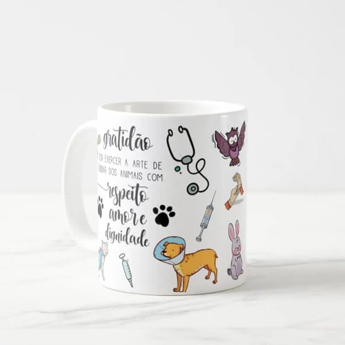 Caneca Personalizada Presente Medicina para Veterinária Pet