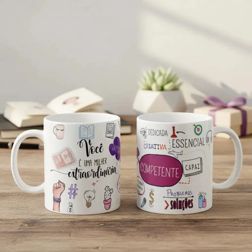 Caneca Personalizada Mulher Extraordinária Presente Pronta Entrega - Profissões (Mulher)