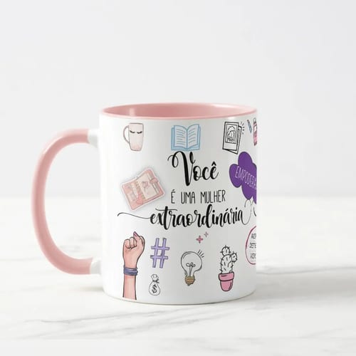 Caneca Personalizada Presente Dia Da Mulher Extraordinária Rosa Mulher Extraordinária