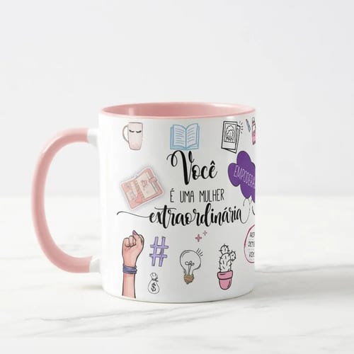 Caneca Personalizada Presente Dia Da Mulher Extraordinária Rosa Mulher Extraordinária