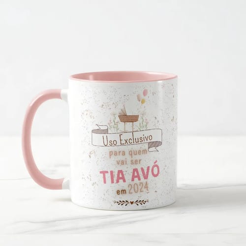Caneca Presente Especial Revelação Quem Vai Ser Tia Avó 2024 - Anúncio de Gravidez (Tia Avó)