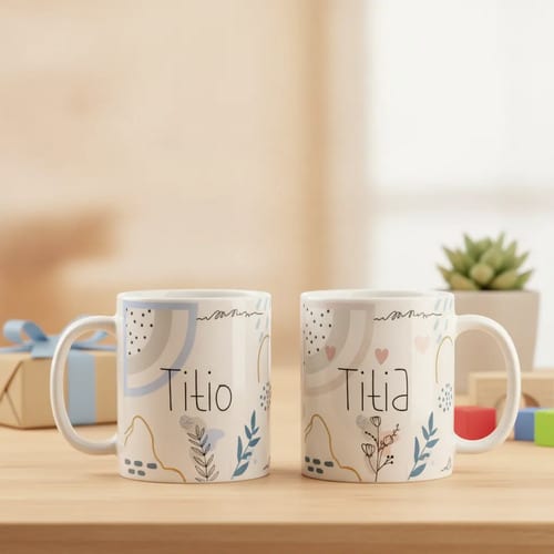 Kit 2 Canecas Personalizada Titio e Titia Família Minimalista - Família (Tia e Tio)
