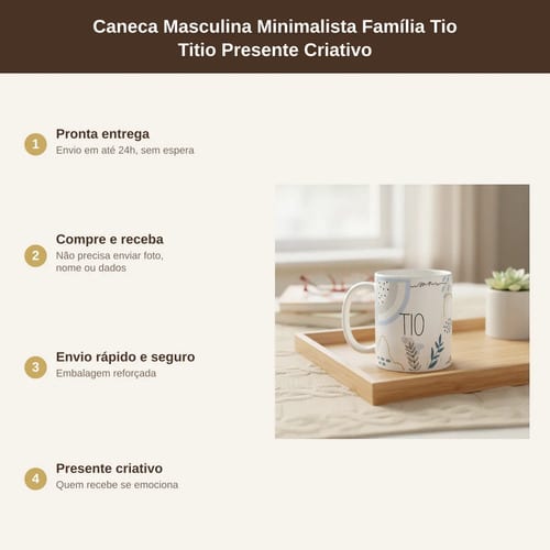 Caneca Masculina Minimalista Presente para Família Tio Titio