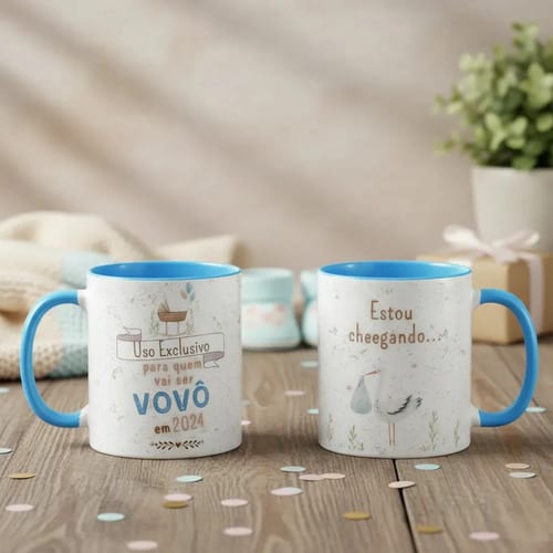 Caneca Presente Especial Revelação Quem Vai Ser Avô em 2024 - Anúncio de Gravidez (Avós)
