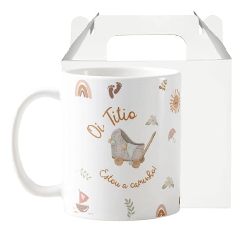 Caneca Presente Revelação Especial Oi Titio Estou a Caminho