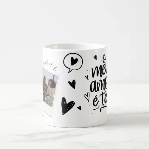 Kit Almofada E Caneca Casal Romântico Presente Namorados Branco Meu Amor É Teu - 2 Fotos