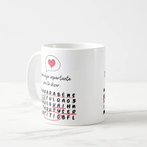 Caneca Caça Palavras Surpresa para Contar Gravidez a Titio
