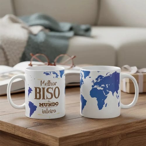 Caneca Dia dos Pais Presente Melhor Bisavô do Mundo Inteiro - Família (Bisavô)