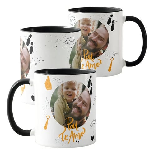 Kit Presente Dia dos Pais Caneca e Almofada Te Amo com Foto