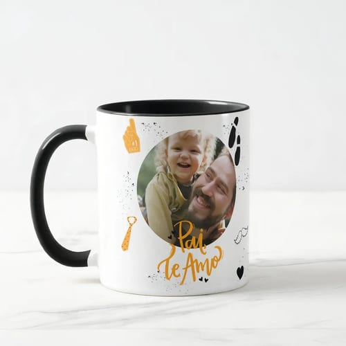 Kit Presente Dia dos Pais Caneca e Almofada Te Amo com Foto