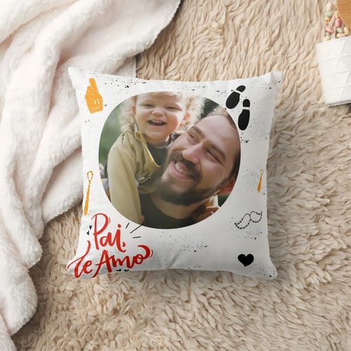 Kit Presente Dia dos Pais Caneca e Almofada Te Amo com Foto