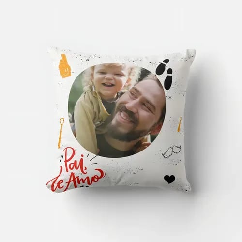 Kit Presente Dia dos Pais Caneca e Almofada Te Amo com Foto