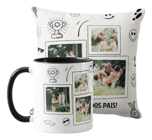 Kit para o Dia dos Pais Caneca e Almofada Divertida com Foto