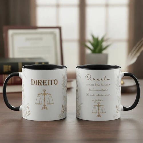 Caneca Direito Presente Personalizado Profissão Formatura - Profissões (Advogado(a))