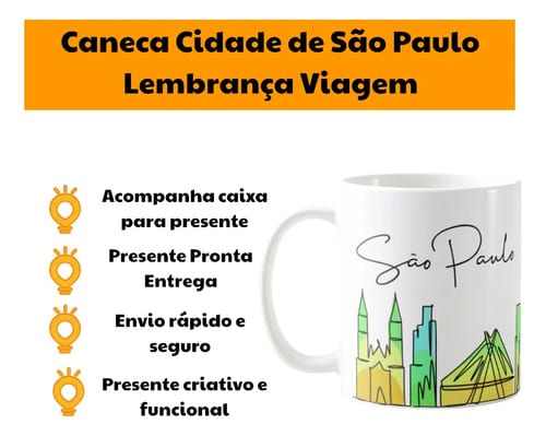 Caneca Presente Criativo para Paulista Estado de São Paulo