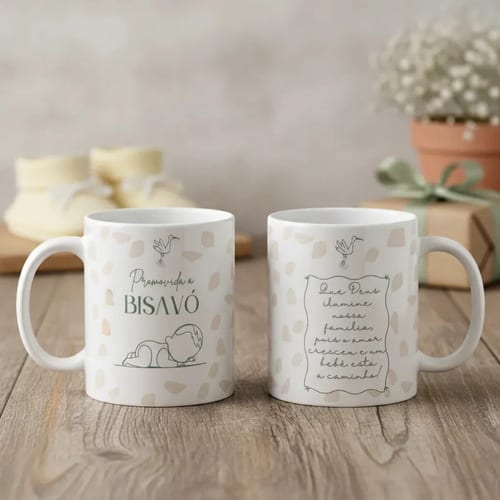 Caneca Pronta Entrega Revelação de Gravidez Bisavó Presente Avó 🤰 - Anúncio de Gravidez (Bisavó)