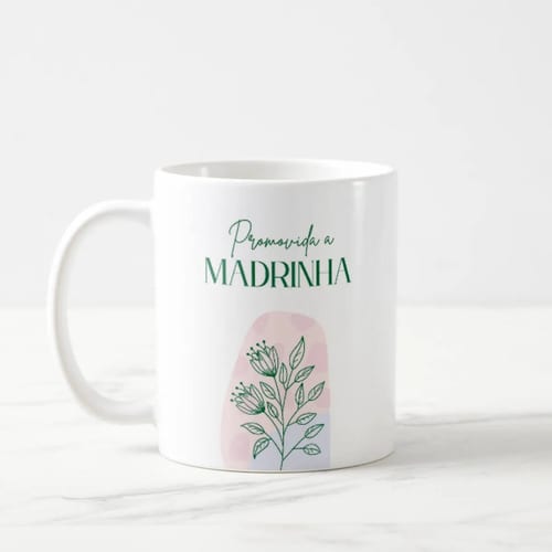 Conjunto Canecas Convite Padrinhos de Batismo Dinda e Dindo