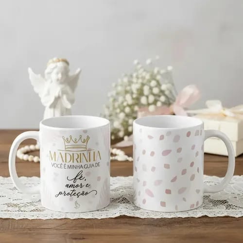 Caneca Personalizada Madrinha Presente Proteção e Amor - Batizado (Madrinha)