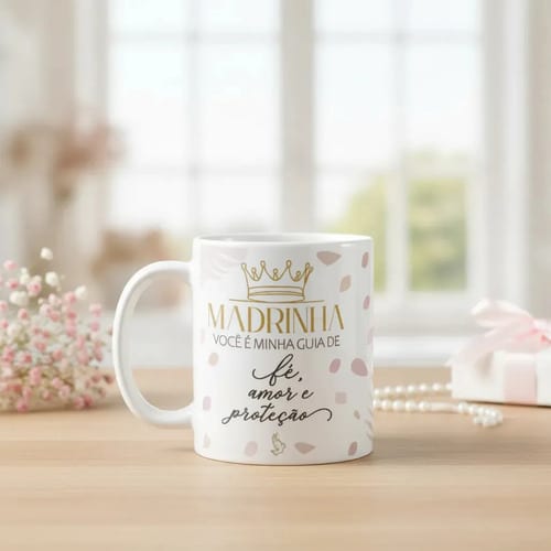 Caneca Personalizada Madrinha Presente Proteção e Amor