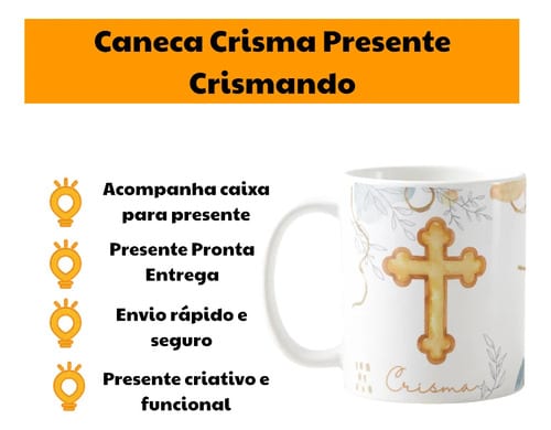 Caneca Cerâmica Crismando 325ml Presente Crisma Católica