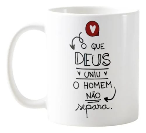Kit Canecas Casal Cristão Presente com Frase Amor Deus Uniu