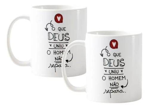 Kit Canecas Casal Cristão Presente com Frase Amor Deus Uniu - Outros (Casal)