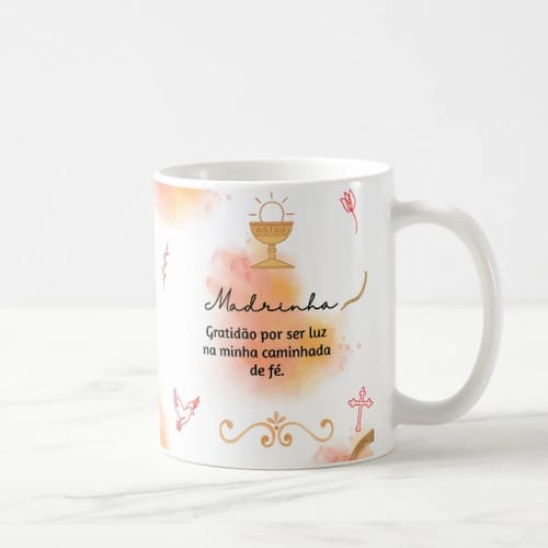 Caneca Cerâmica Presente Madrinha de Crisma Católica