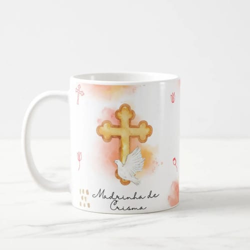 Kit 2 Canecas Cerâmica Madrinha de Crisma Presente Lembrança Católica Especial