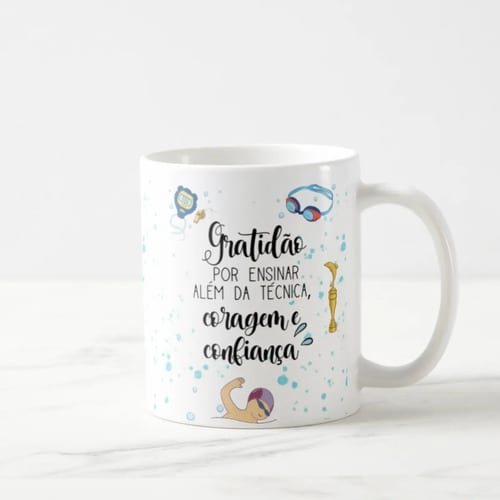 Caneca Personalizada Natação Lembrança Mimo Dia Professor