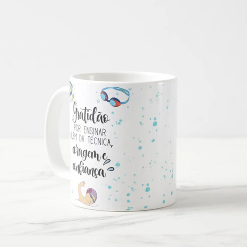 Caneca Personalizada Natação Lembrança Mimo Dia Professor