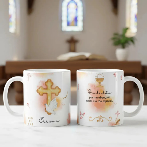 Caneca Cerâmica Crismando Presente Crisma Católica - Batizado (Batizando(a))
