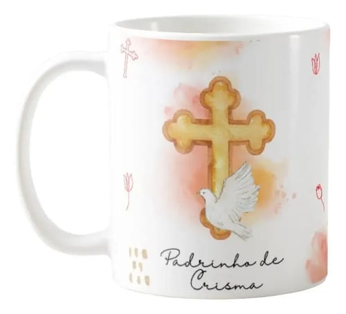 Caneca Cerâmica Presente Padrinho de Crisma Católica