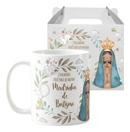 Caneca Personalizada Batismo Madrinha Presente Pronta Entrega